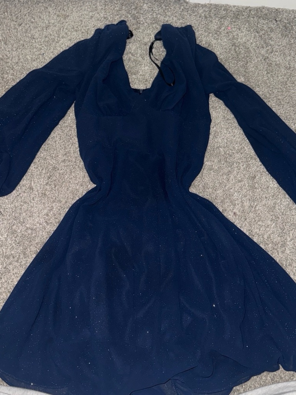 Midnight Sparkle Long-Sleeve Fit & Flare Dress
